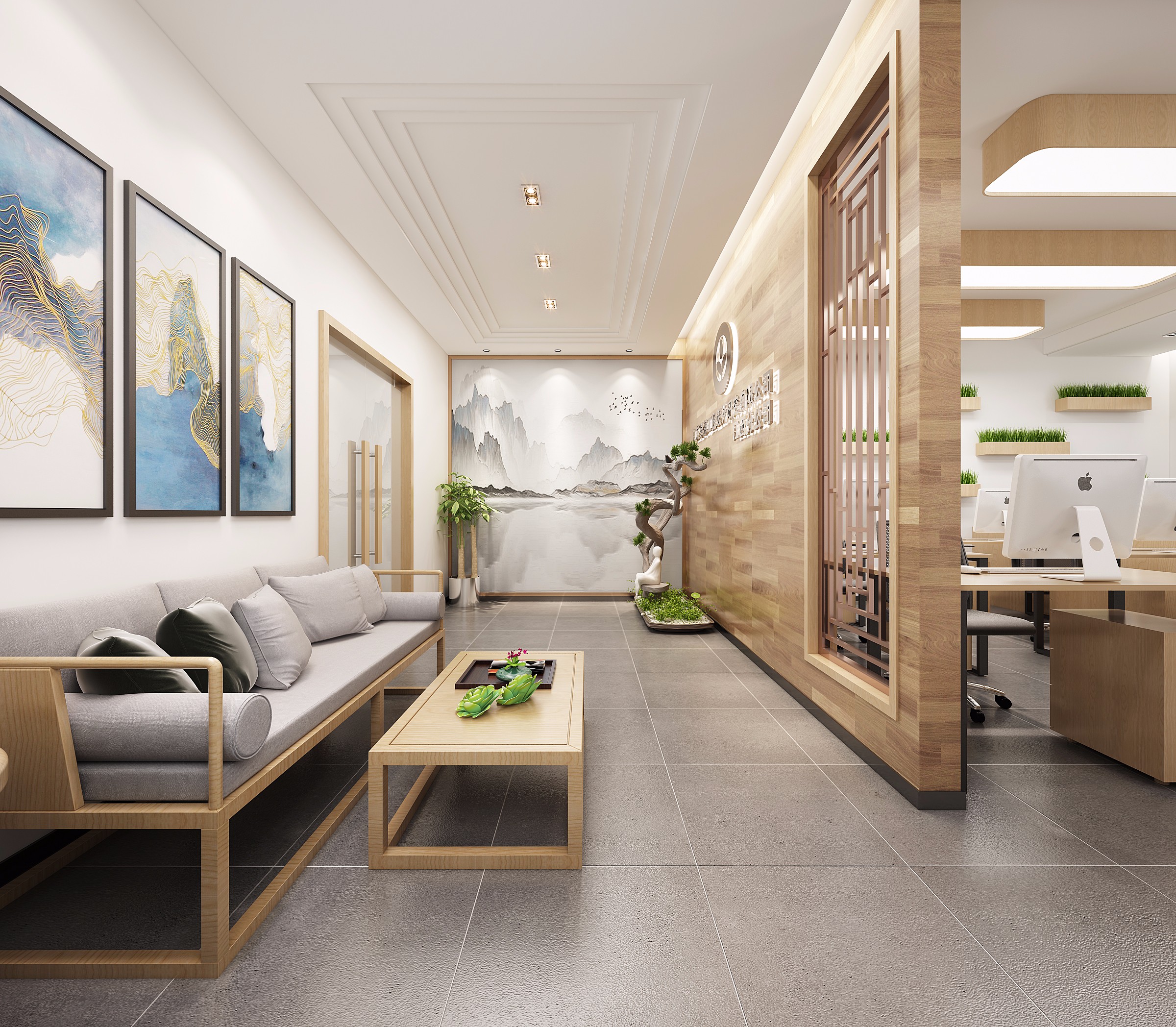 原木風(fēng)格辦公室裝修設(shè)計-第3張圖片-上海古都建筑設(shè)計集團(tuán)